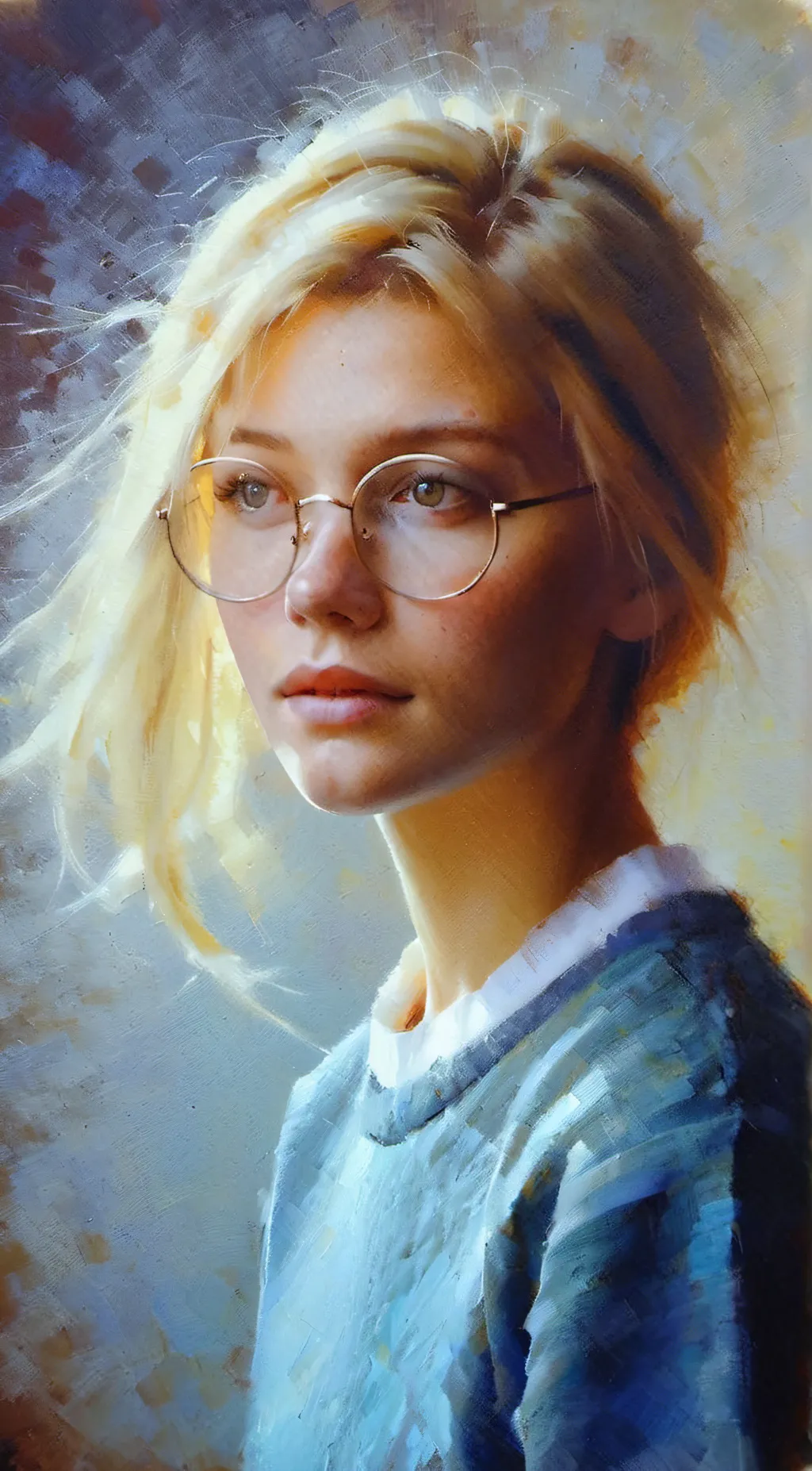 ai character: nerdy gitl Margo  background