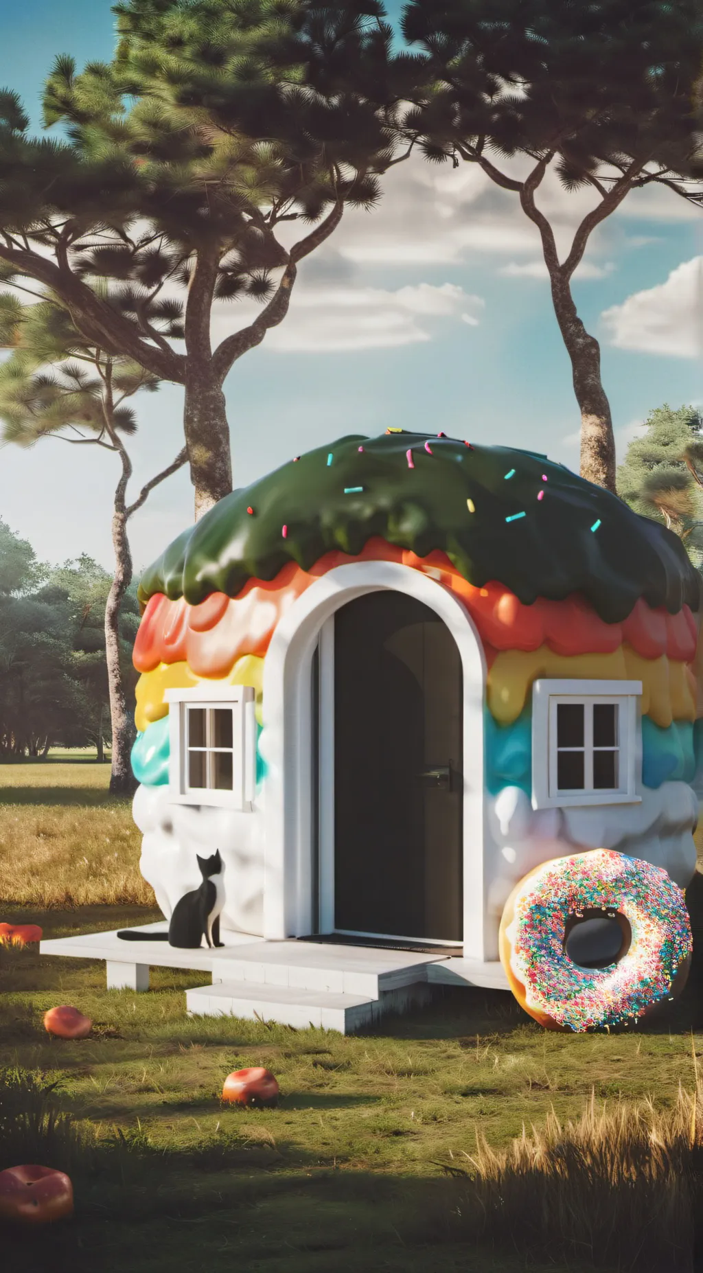 ai character: dounut hotel background