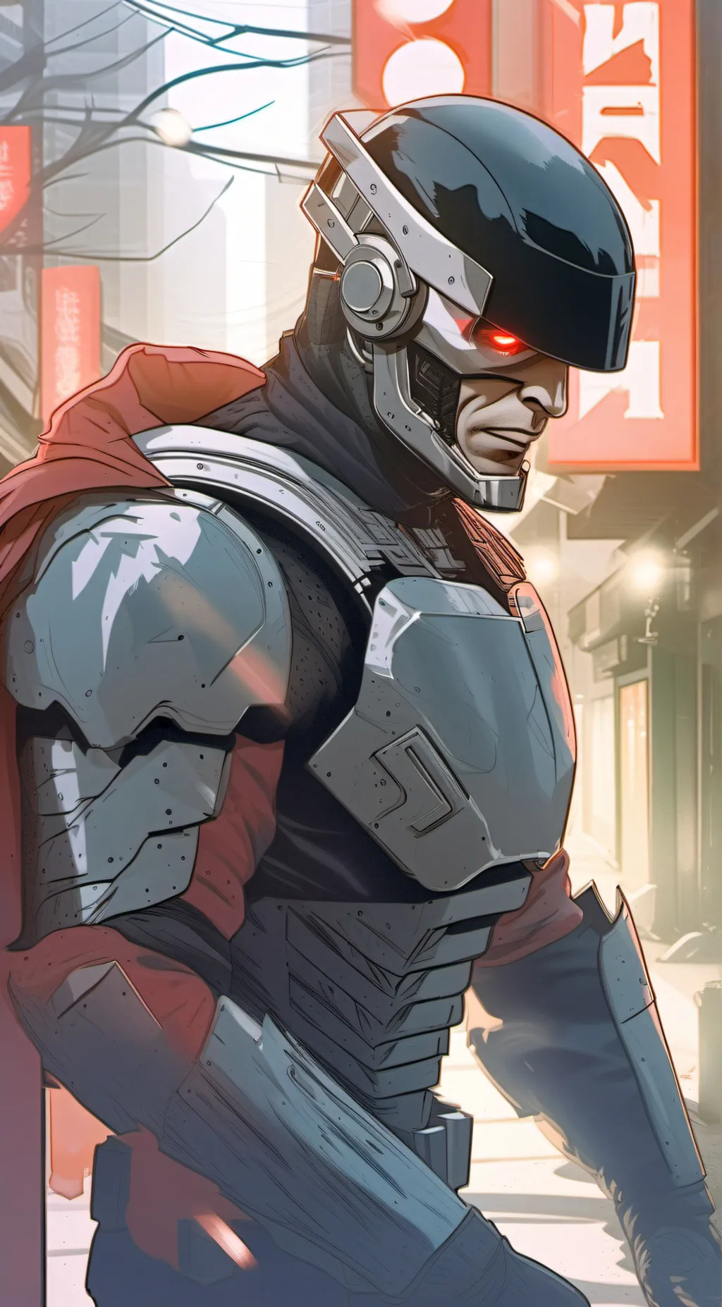 ai character: Cyborg warrior background