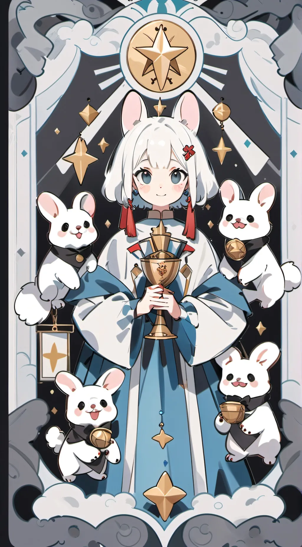 ai character: cartoon cat and ca background