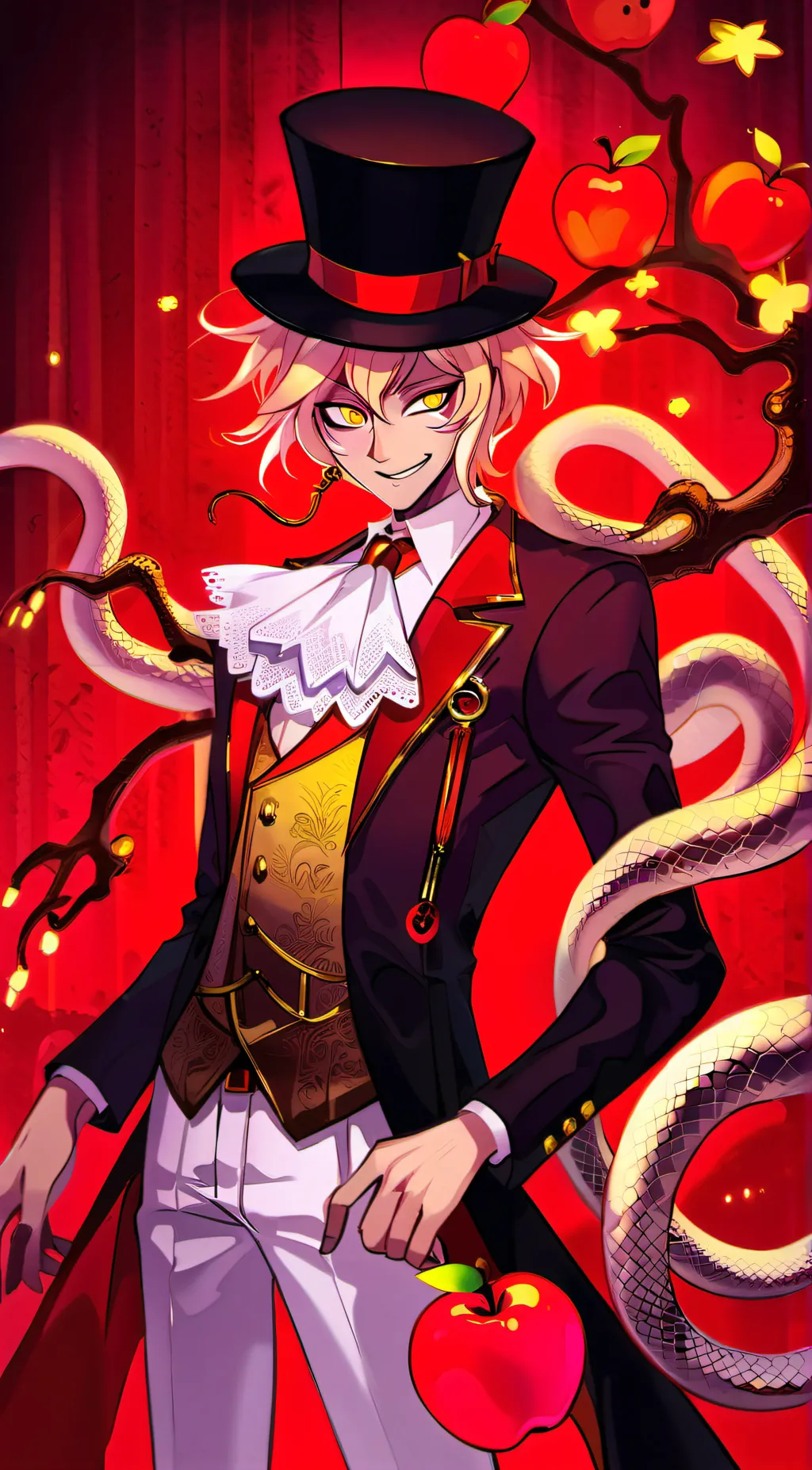 ai character: Radio apple background