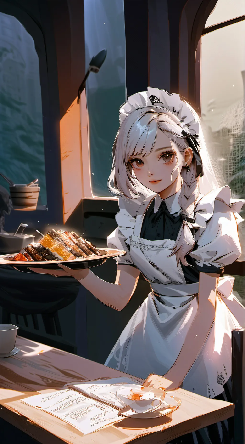 ai character: maid  background