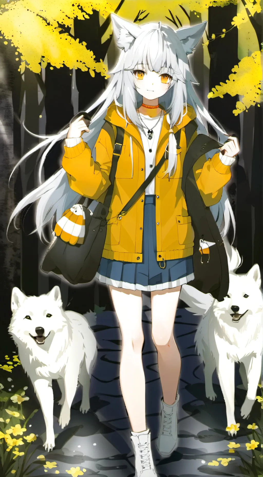 ai character: wolf girl background