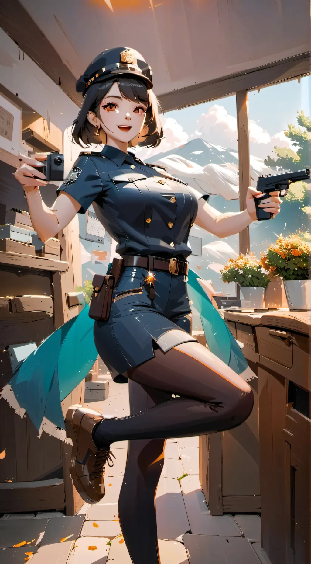 ai character: Female cop background