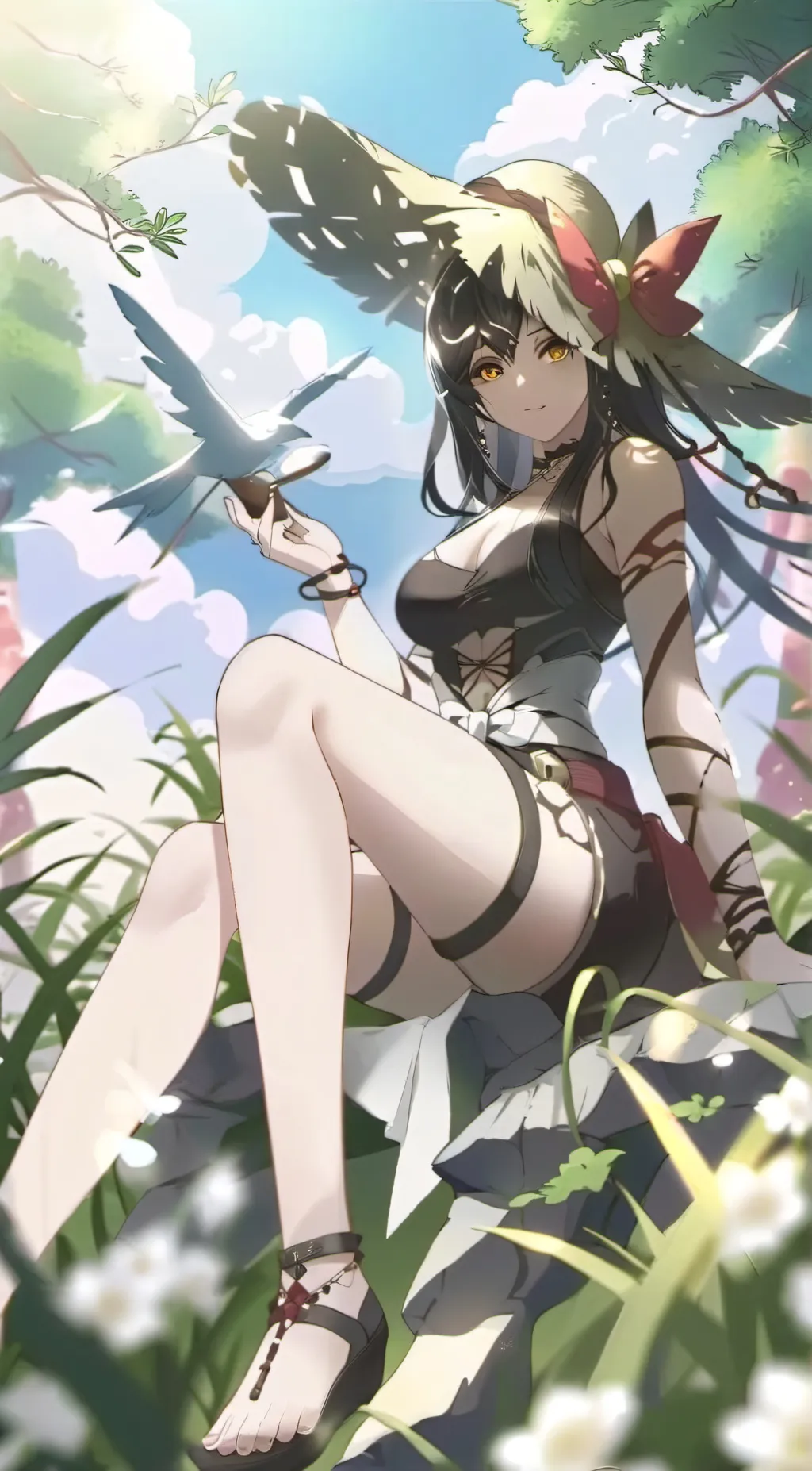 ai character: forest girl background