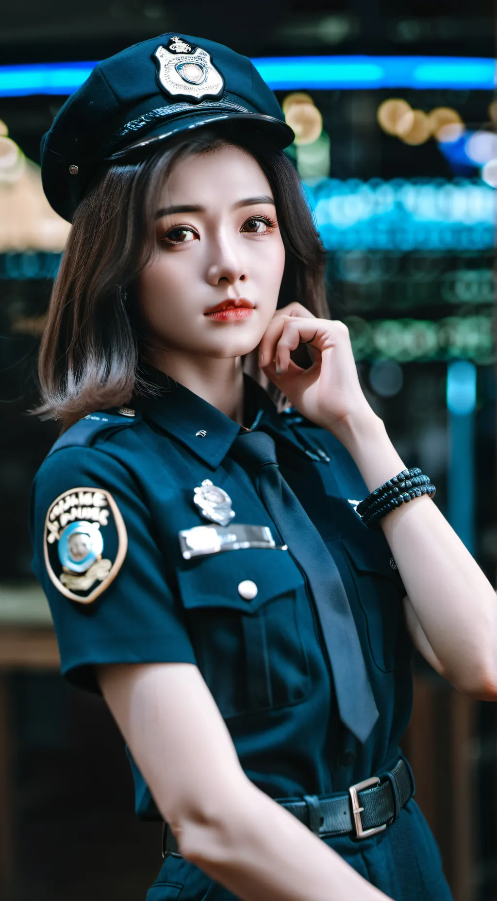 ai character: police girl background