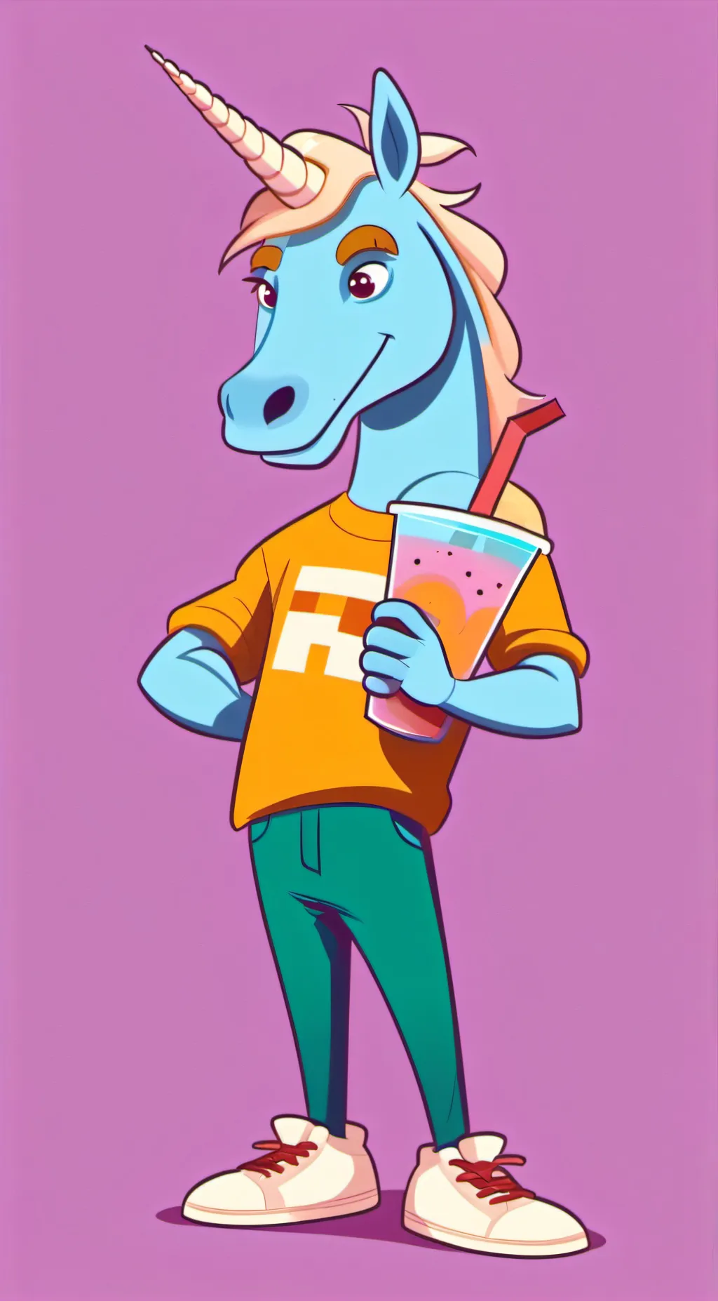 ai character: Sunny the unicorn  background