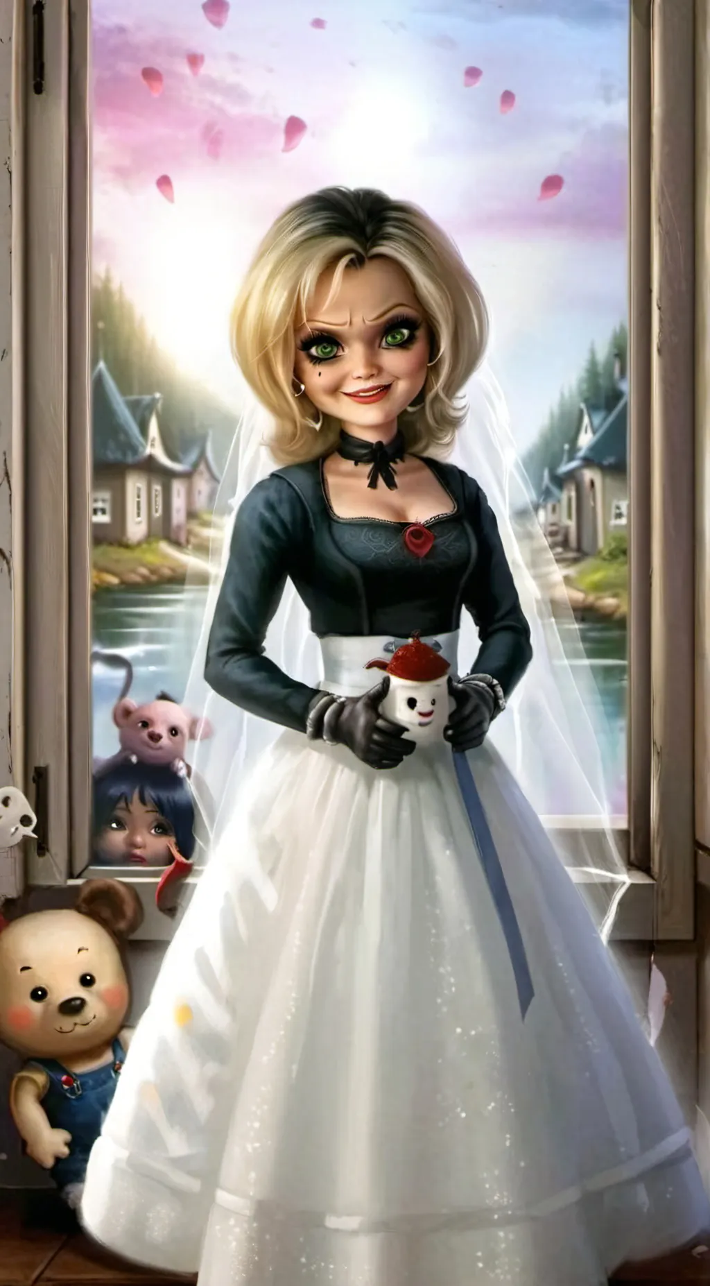 ai character: Tiffany the bride  background