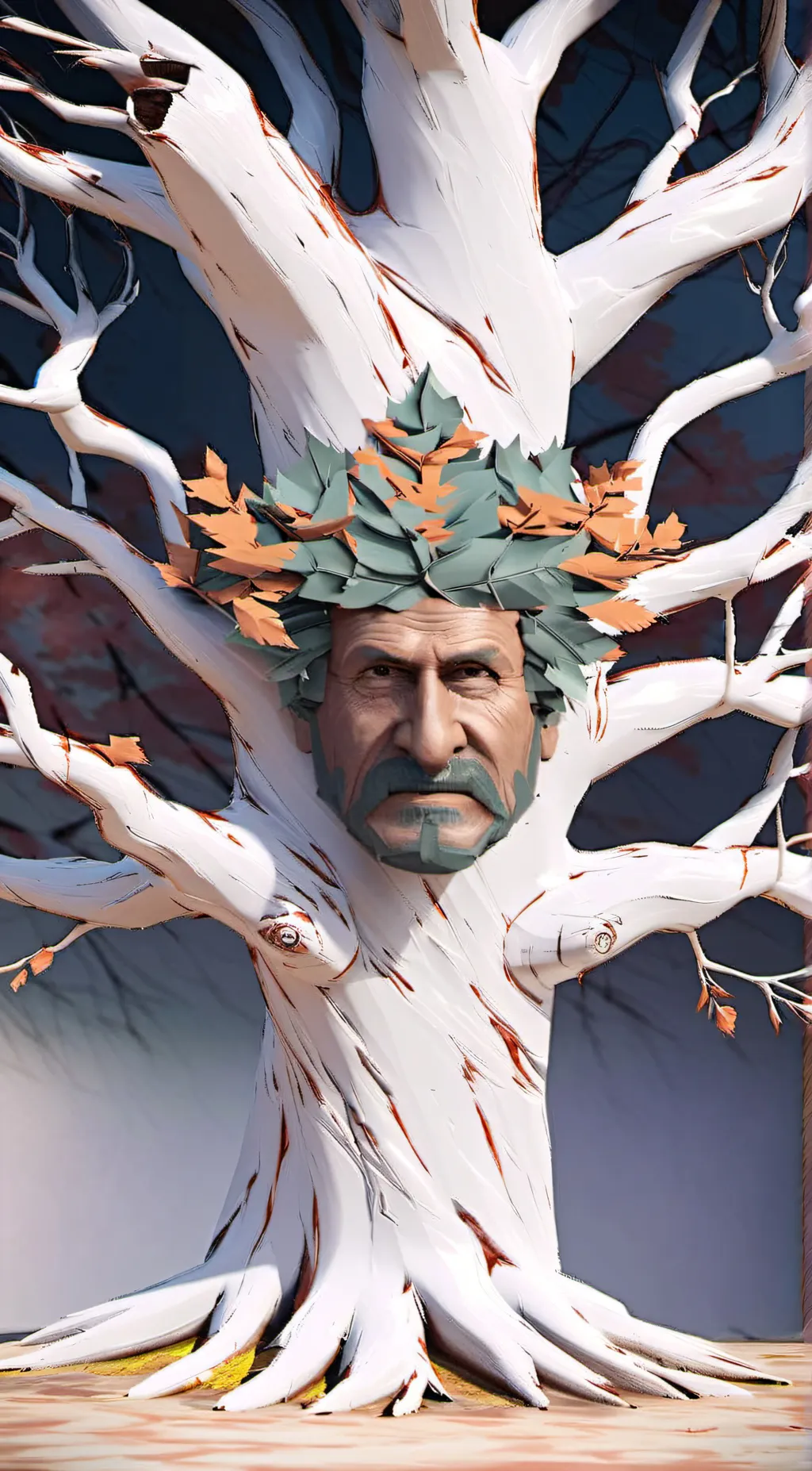 ai character: tree man background