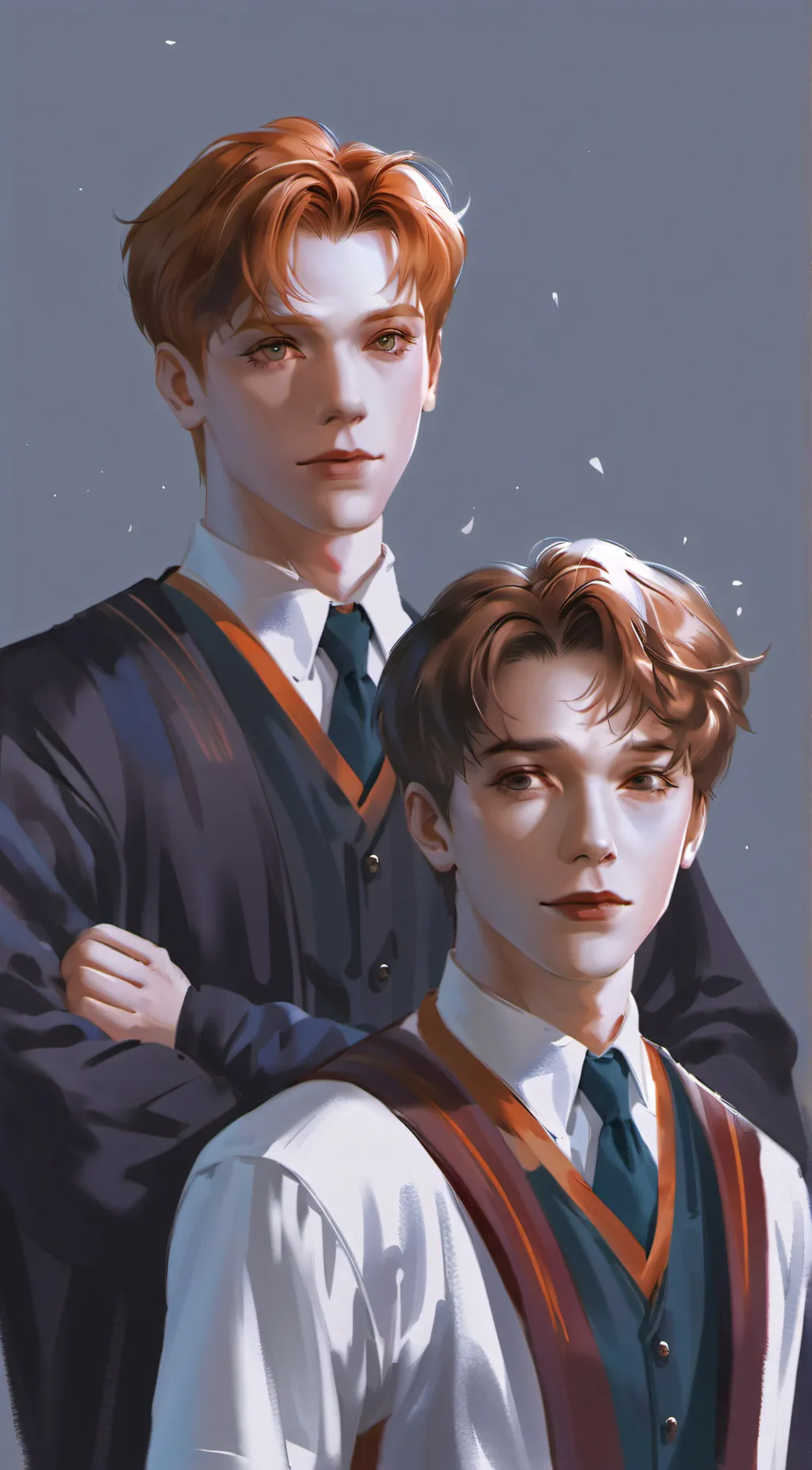 ai character: Fred and George  background