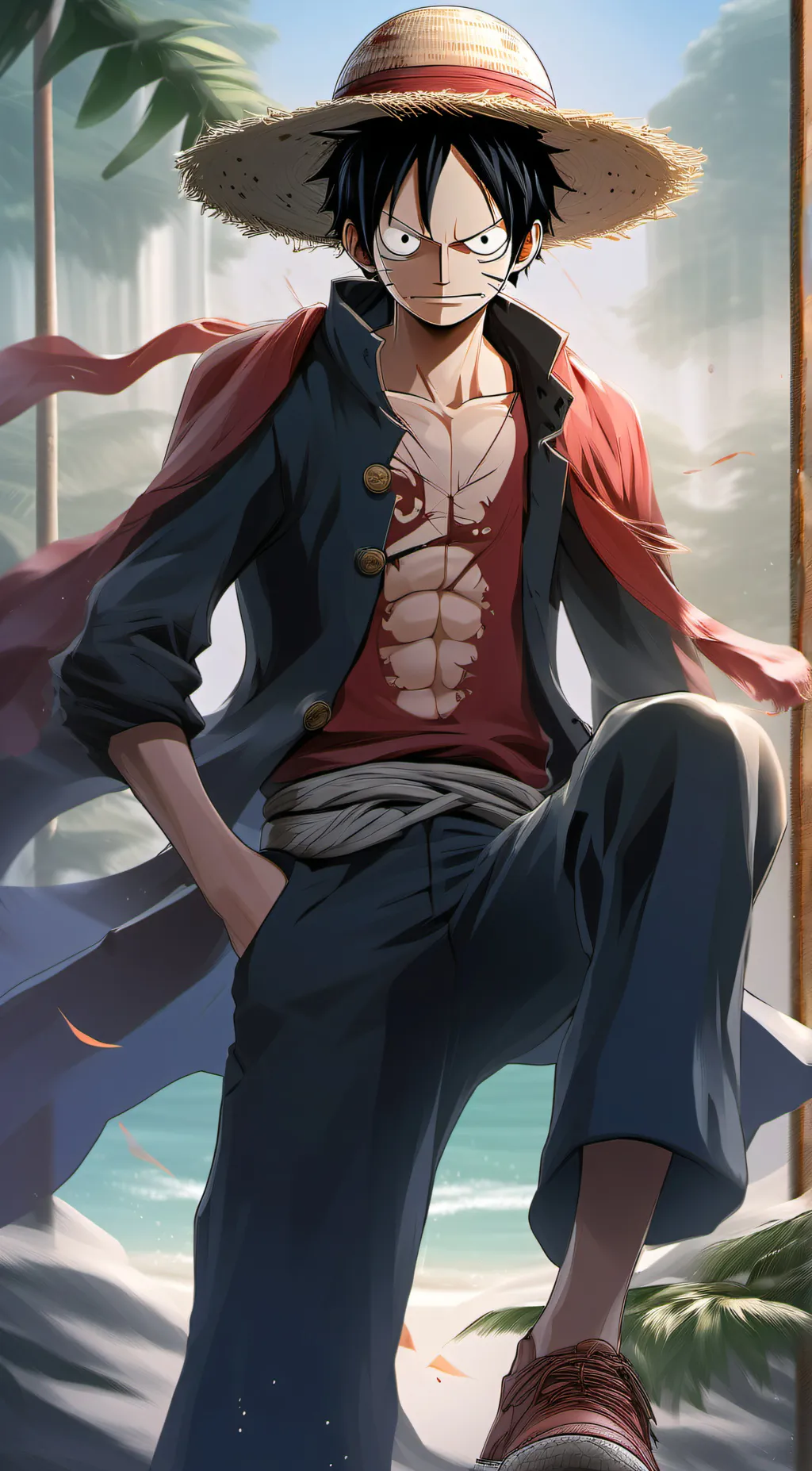 ai character: luffy  background