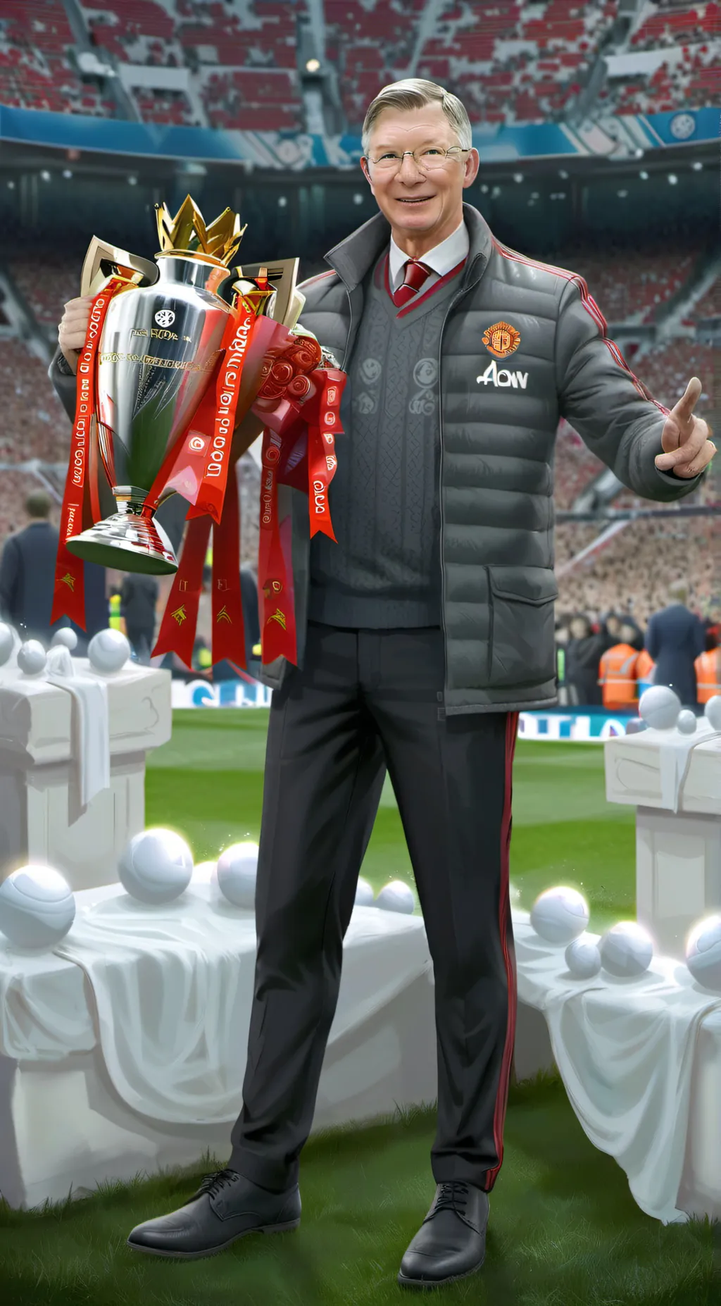 ai character: Alex sir Ferguson  background