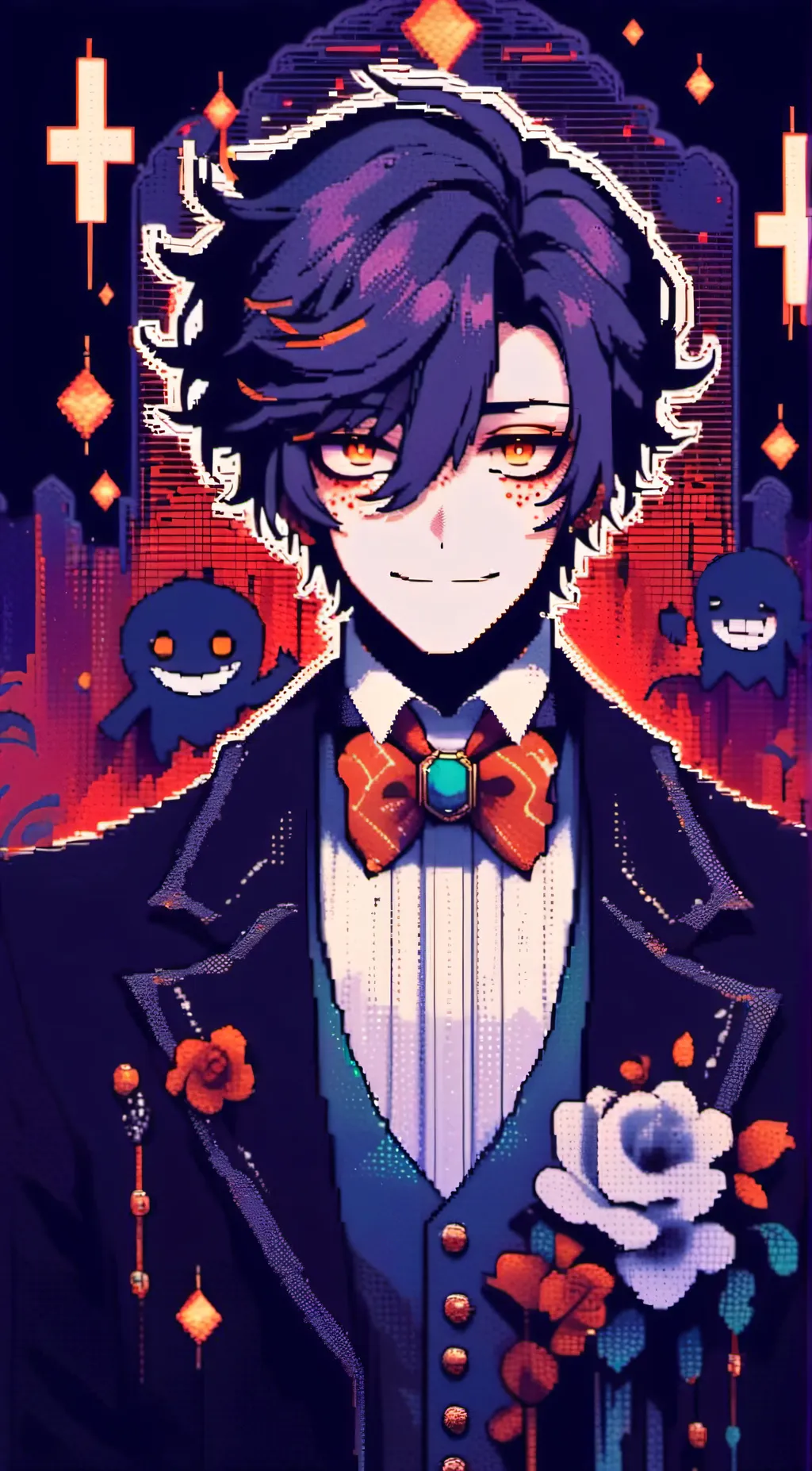 ai character: Alastor crying  background