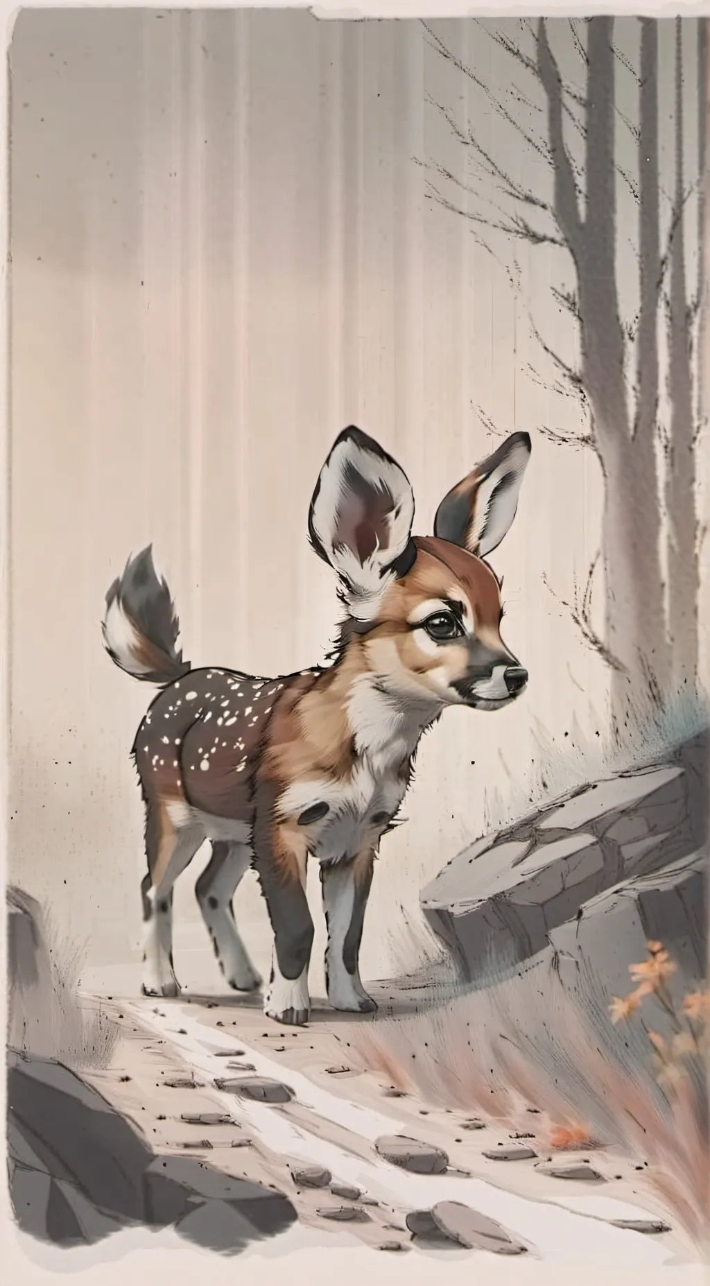 ai character: bambi deer pup background