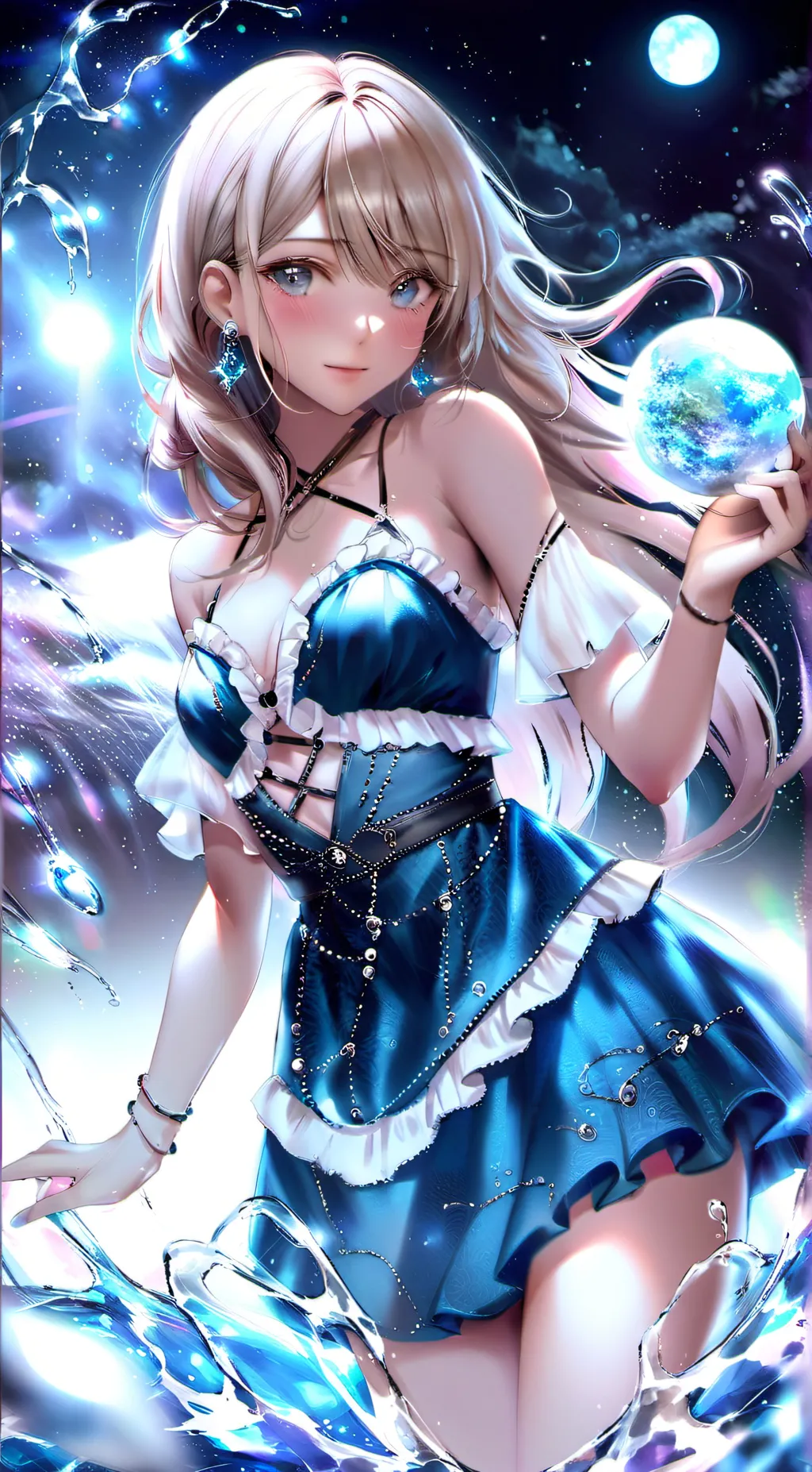 ai character: moonlight background