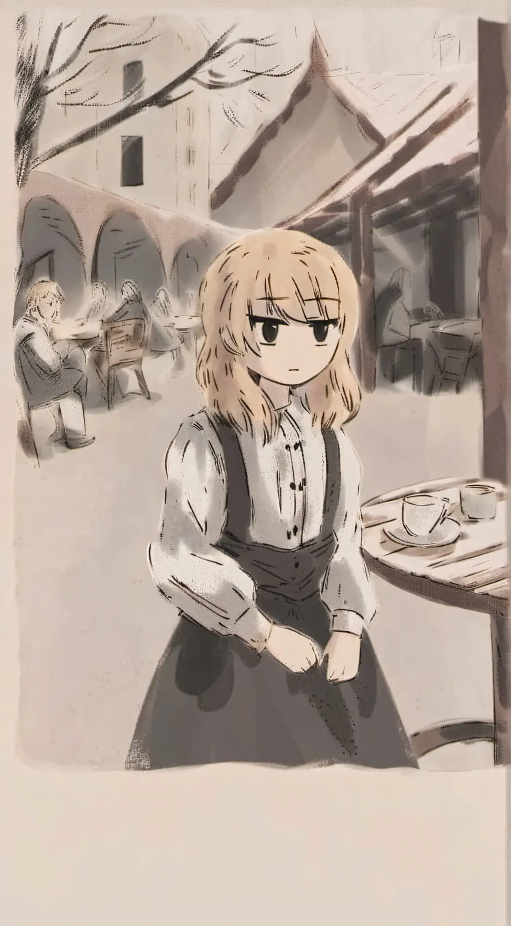 ai character: Snow background