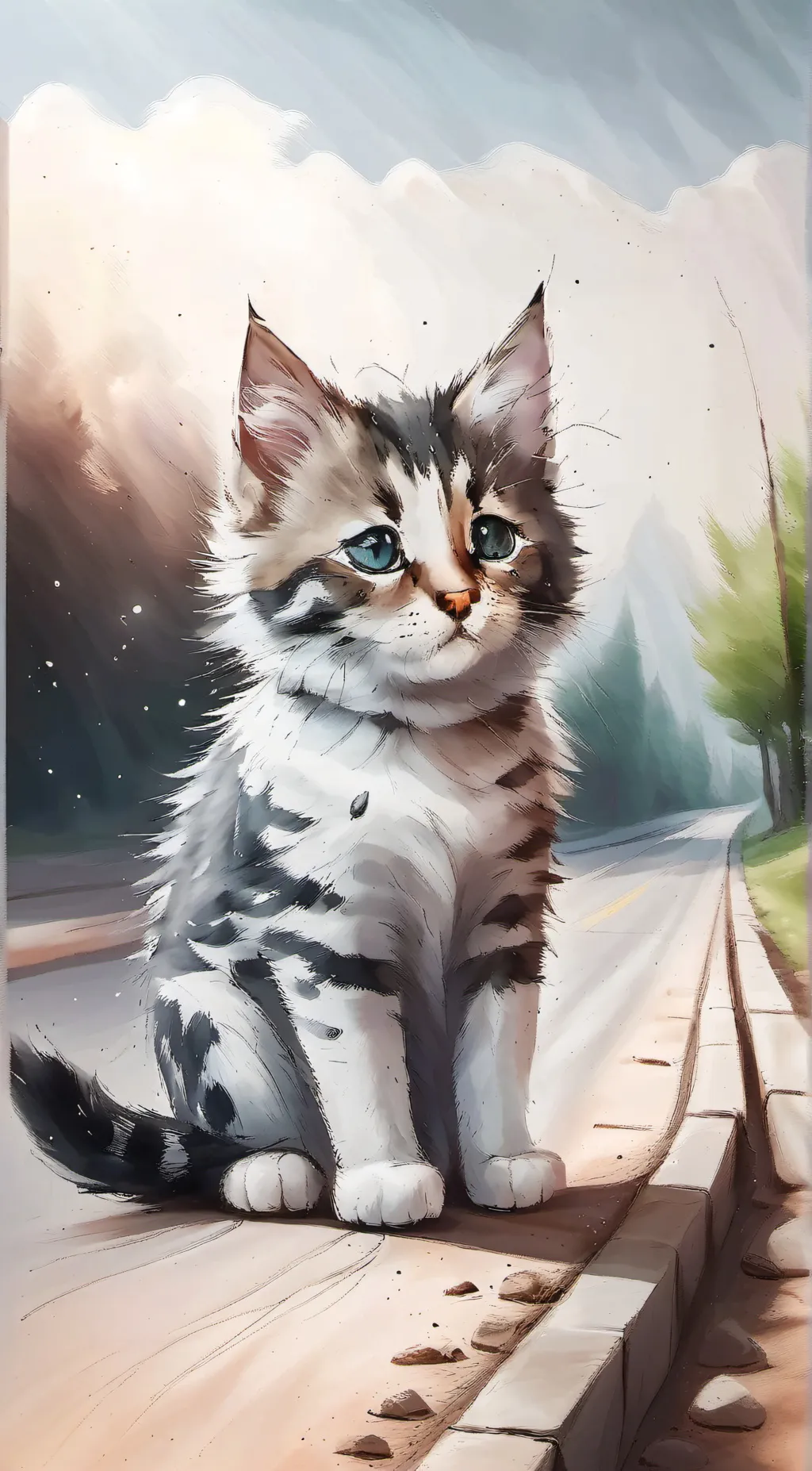 ai character: Stray Cute kitten background