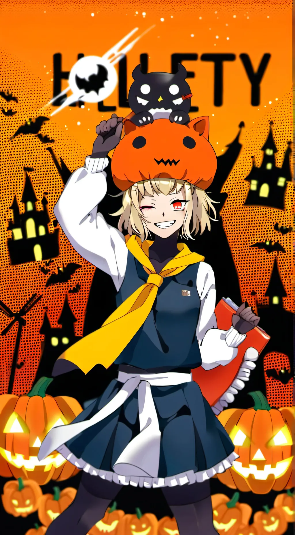 ai character: Halloween toga background