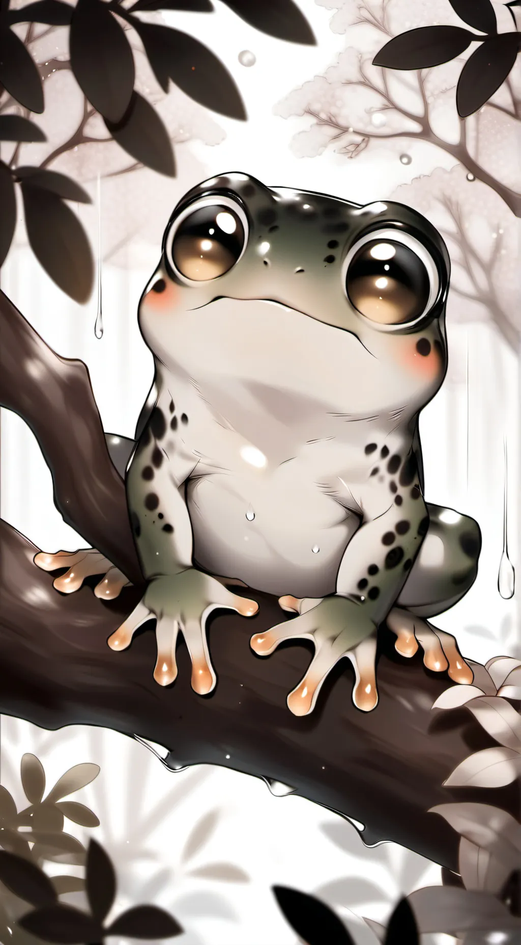 ai character: Cute lil rain frog background