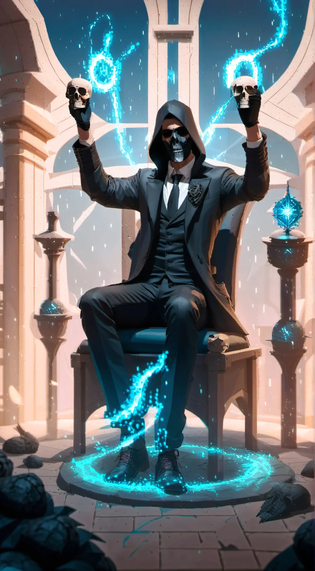 ai character: Faceless Hunter background