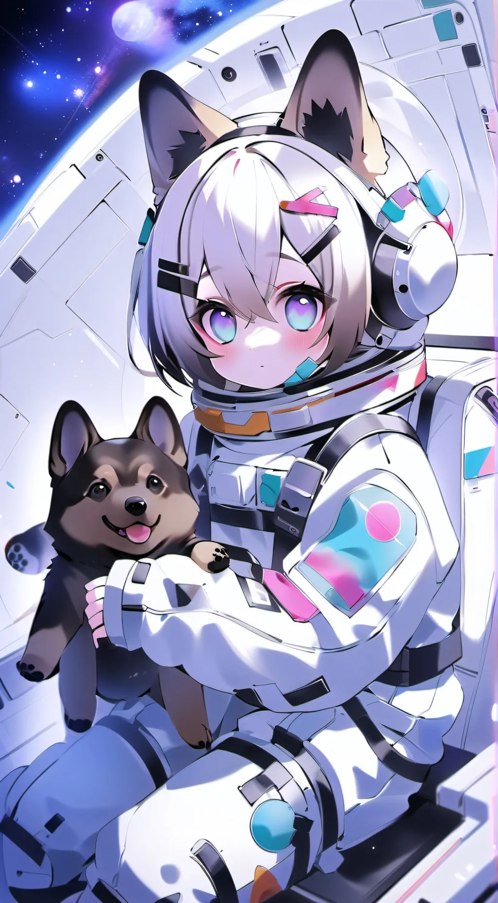 ai character: Cyan AmongUs (u) background