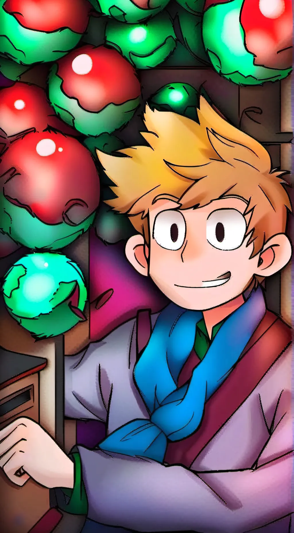 ai character: tom from eddsworld background