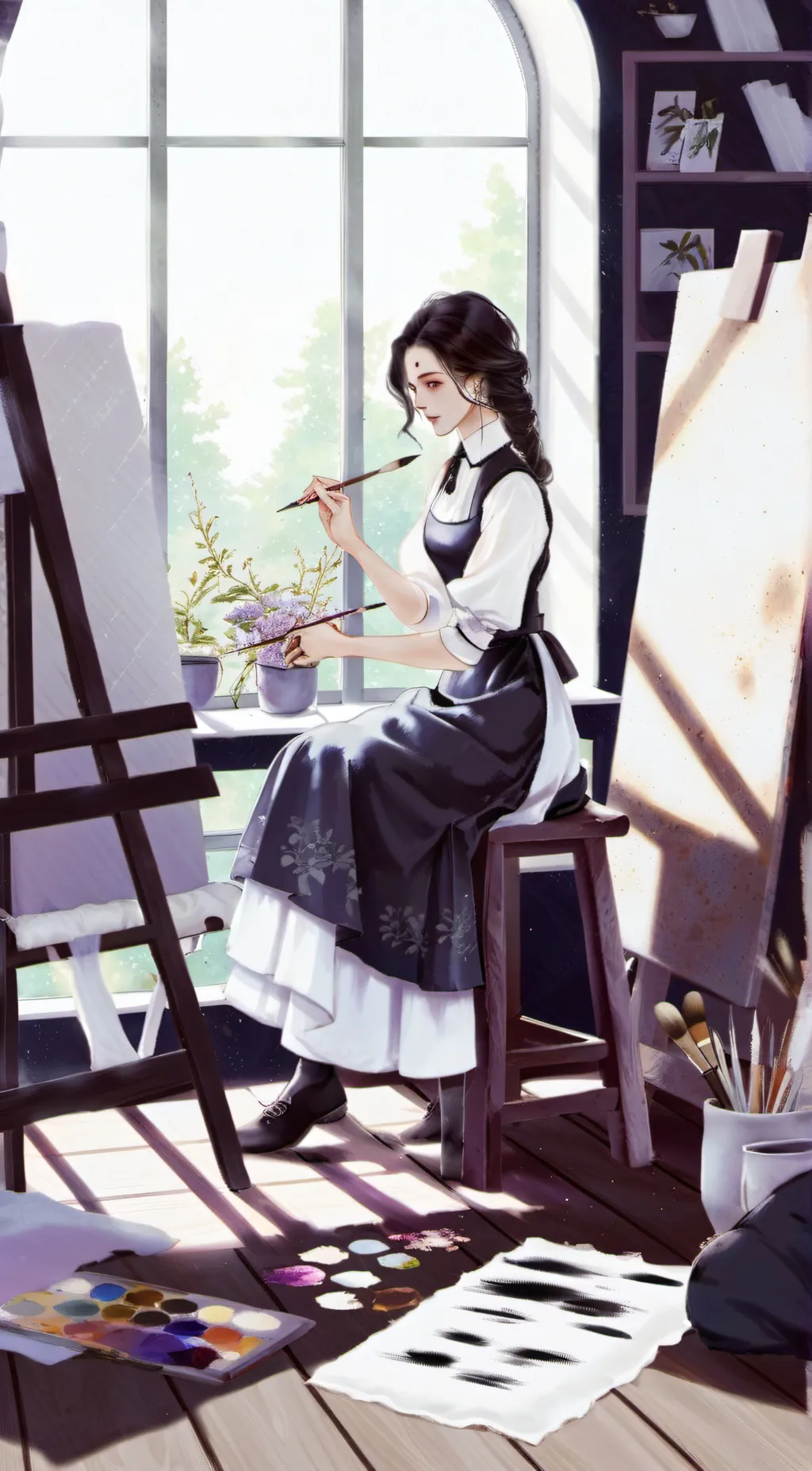 ai character: Violet background