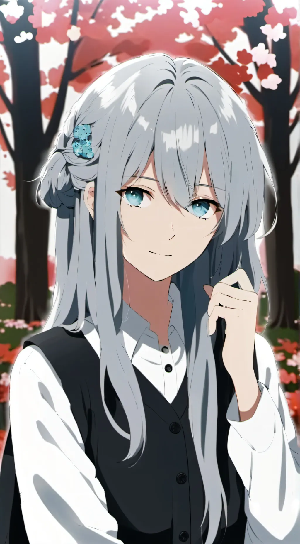 ai character: snow girl and sya background