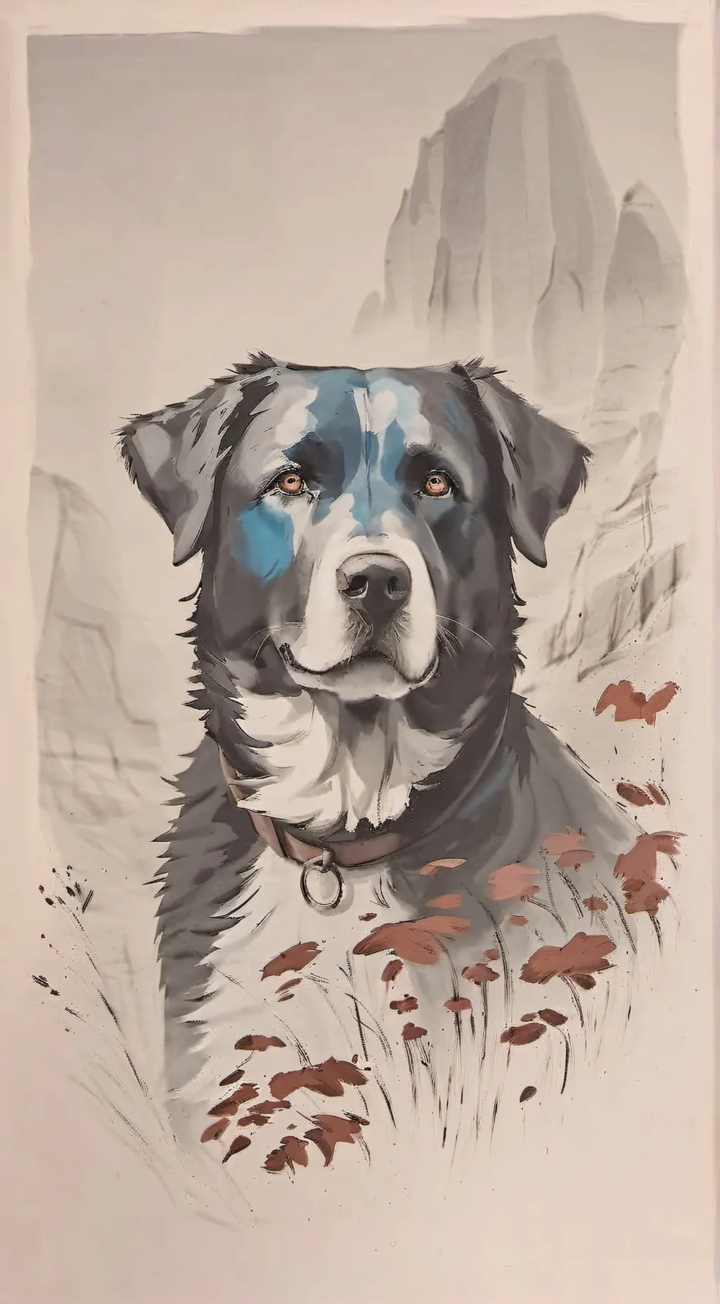 ai character: dogpressed  background