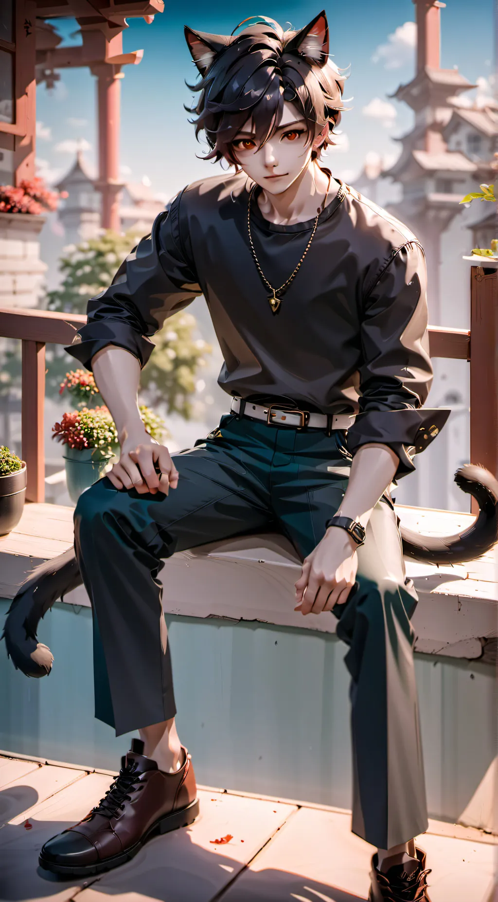 ai character: A cat boy background