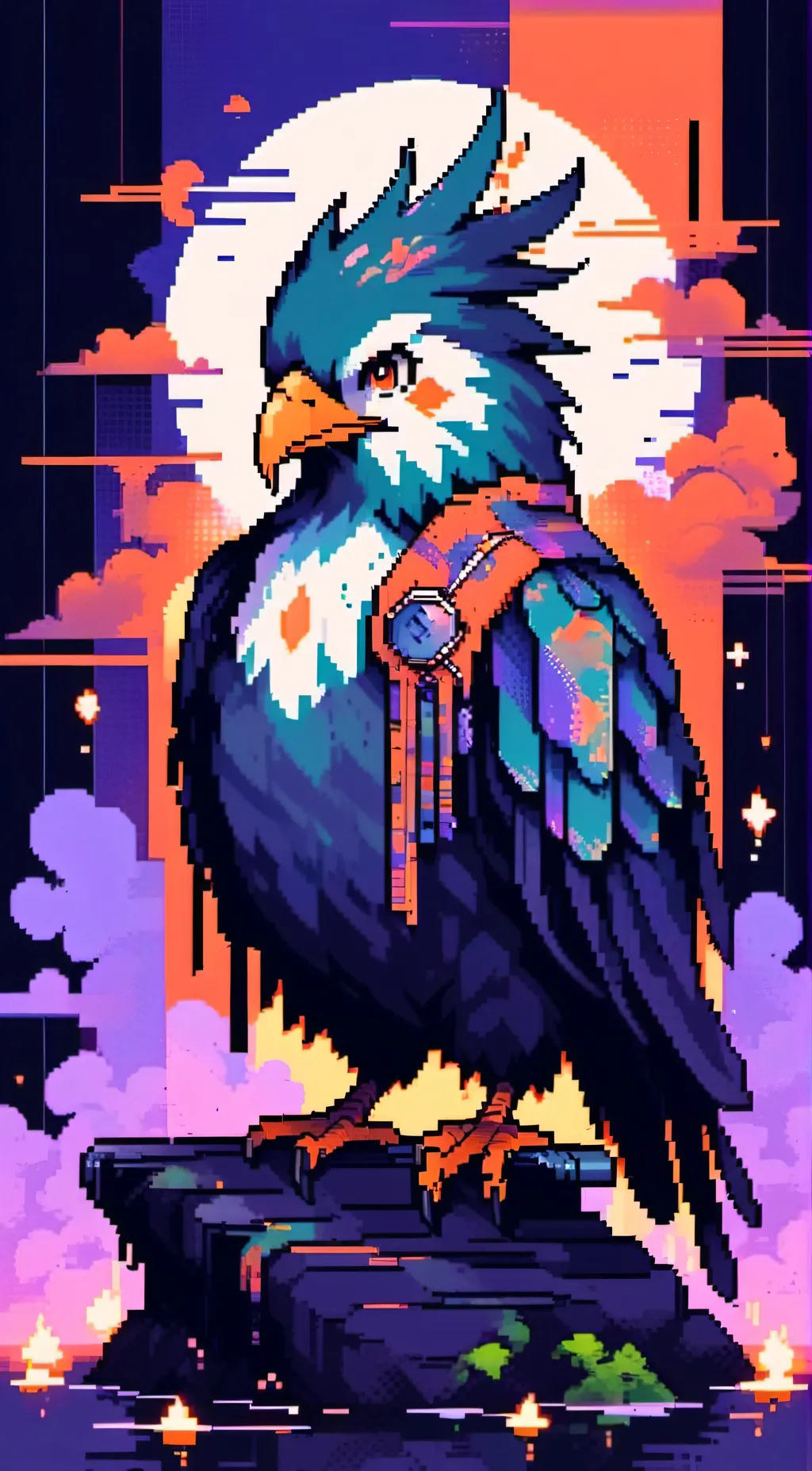 ai character: Flame background