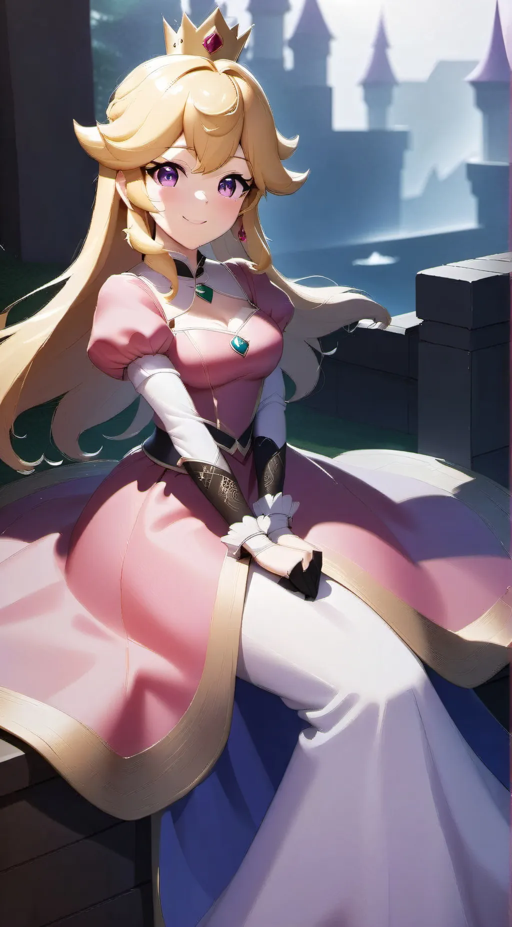 ai character: Princess Peach  background