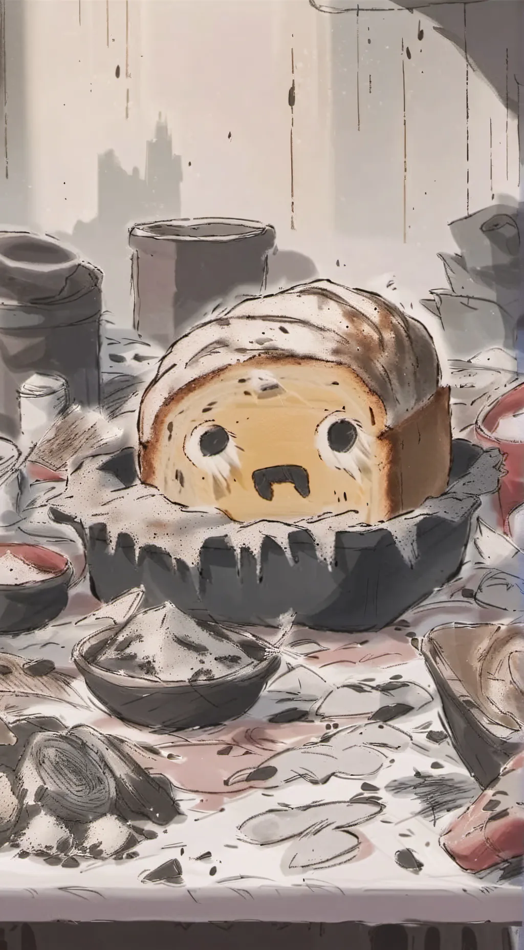 ai character: Mouldy loaf background