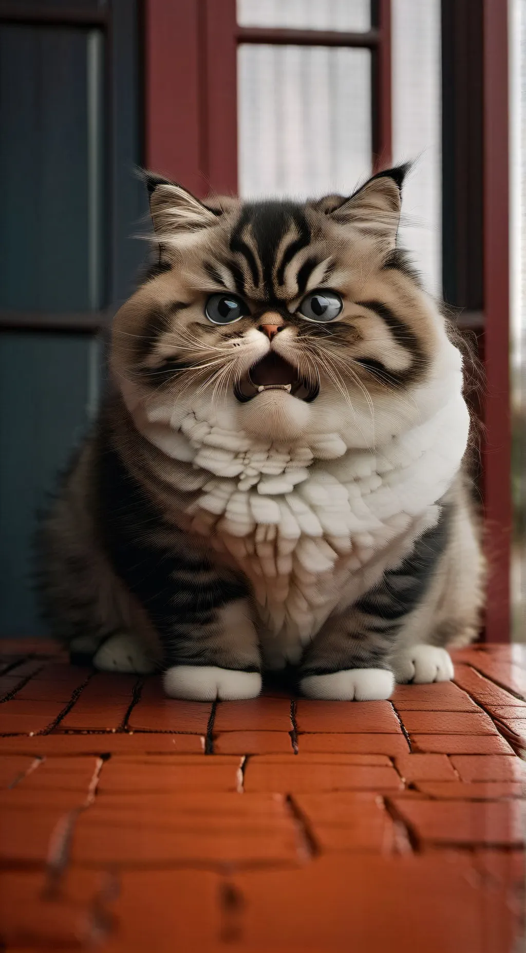 ai character: fat angry kitten background