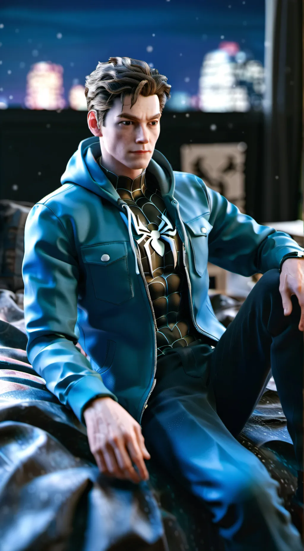 ai character: Spiderman+protogen background