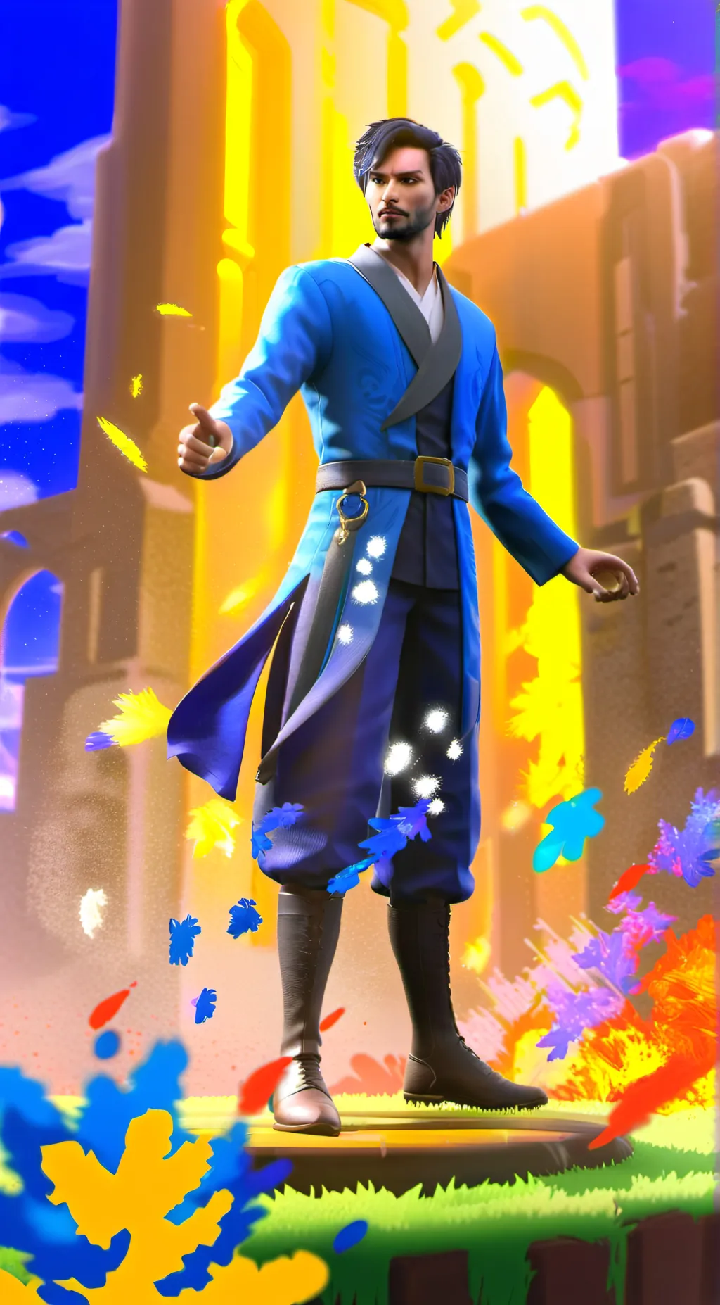 ai character: Blue background