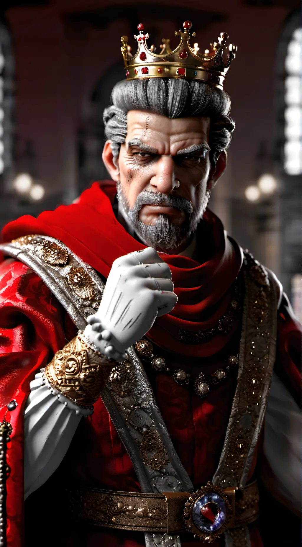 ai character: king Malcolm  background