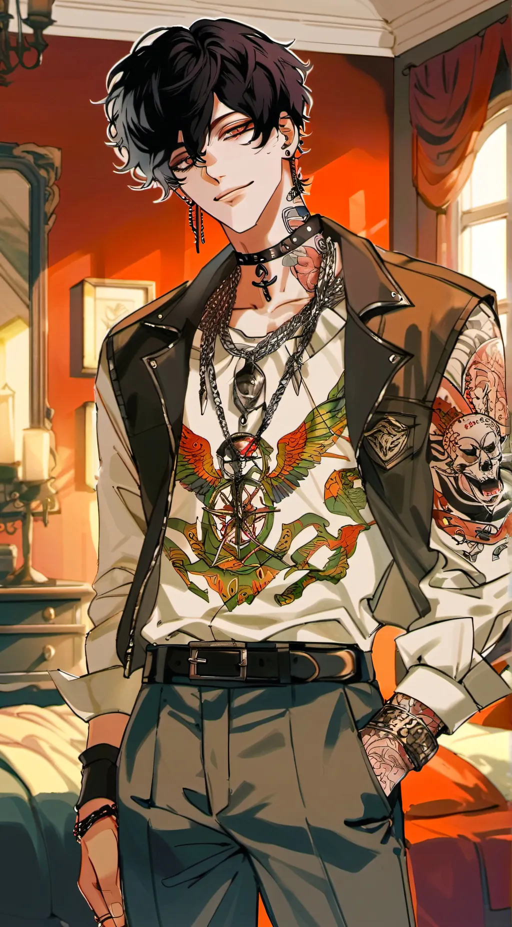 ai character: Grim background