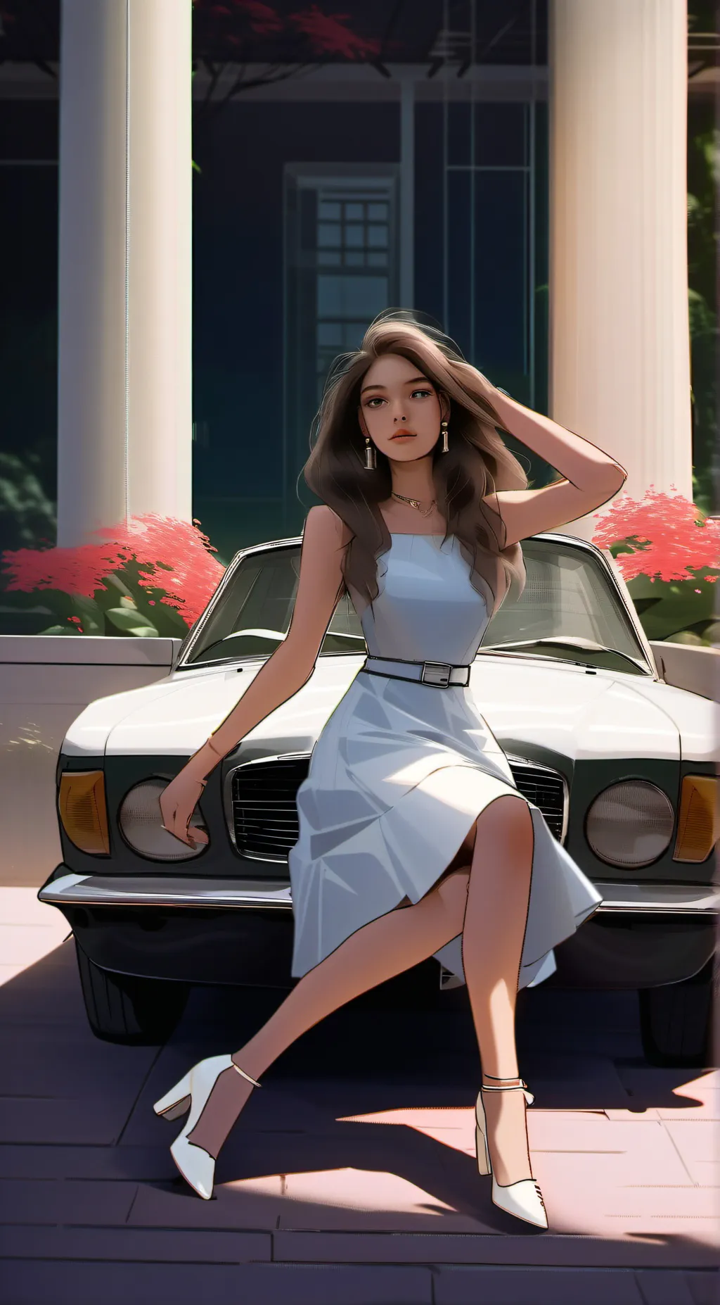 ai character: hazbin+white city background