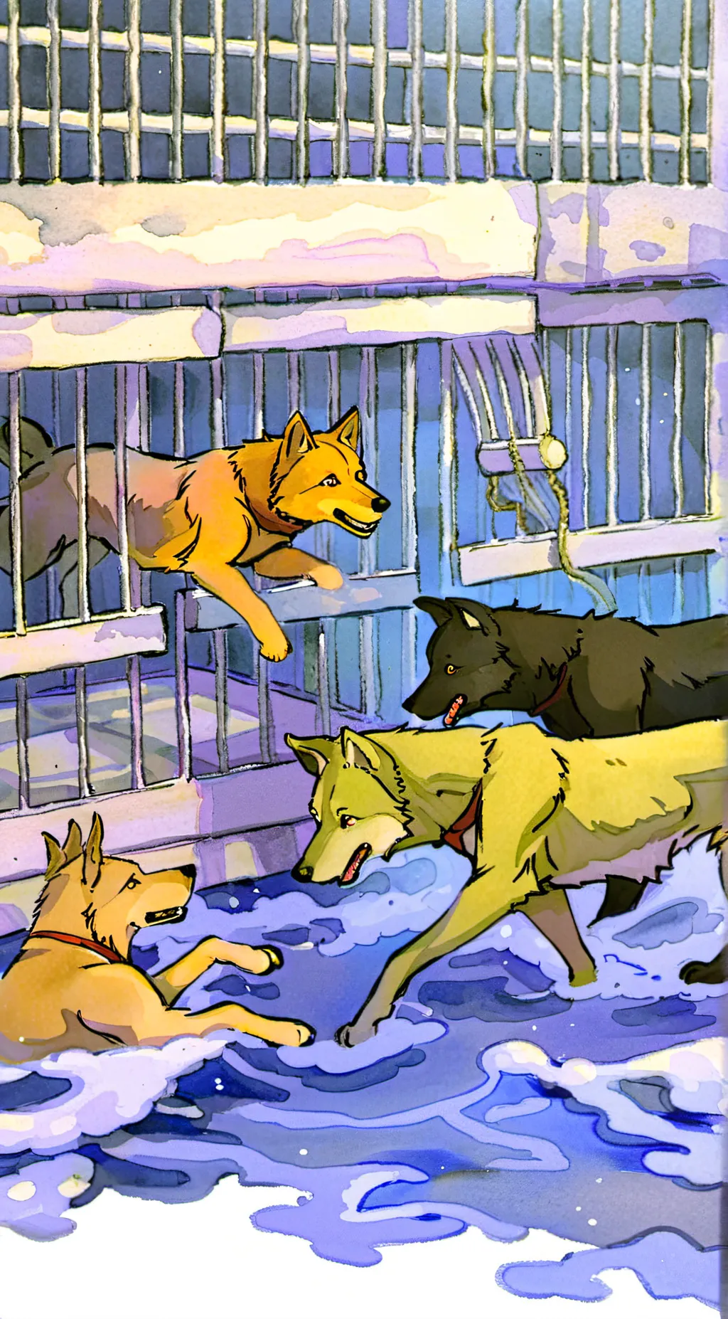 ai character: hellhound shelter background