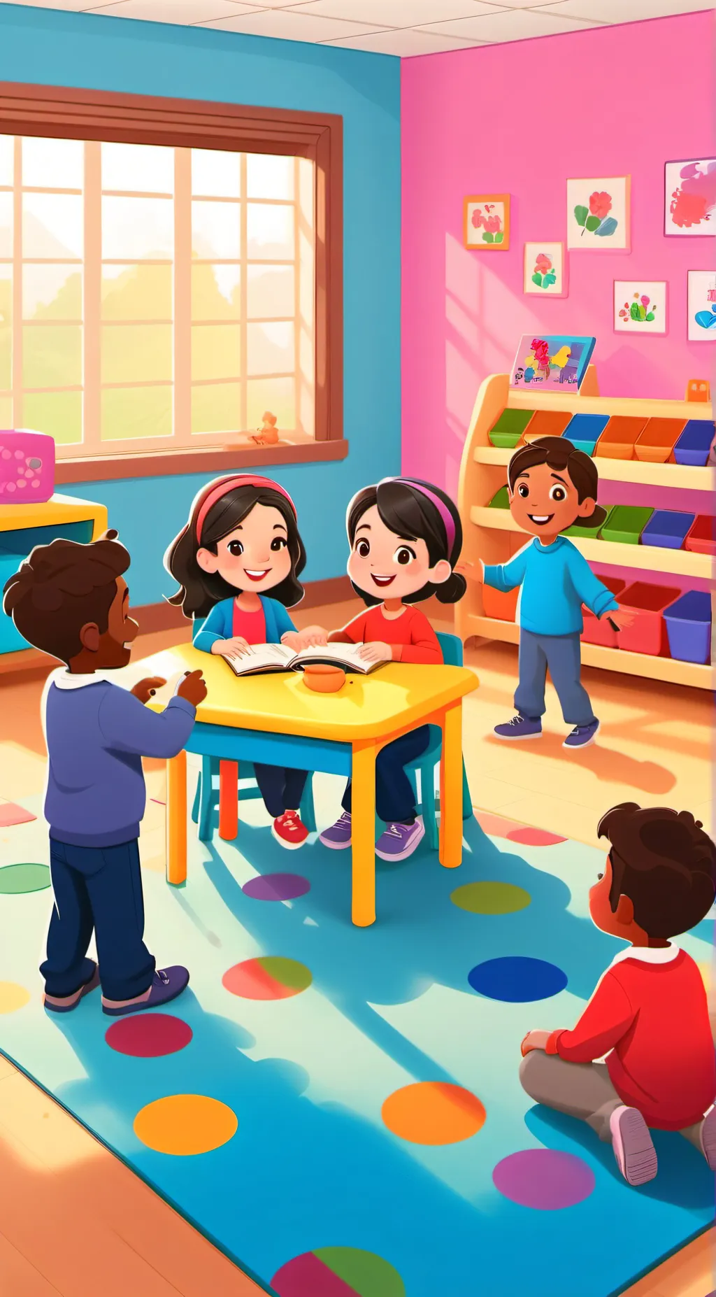 ai character: Sun and moon show background