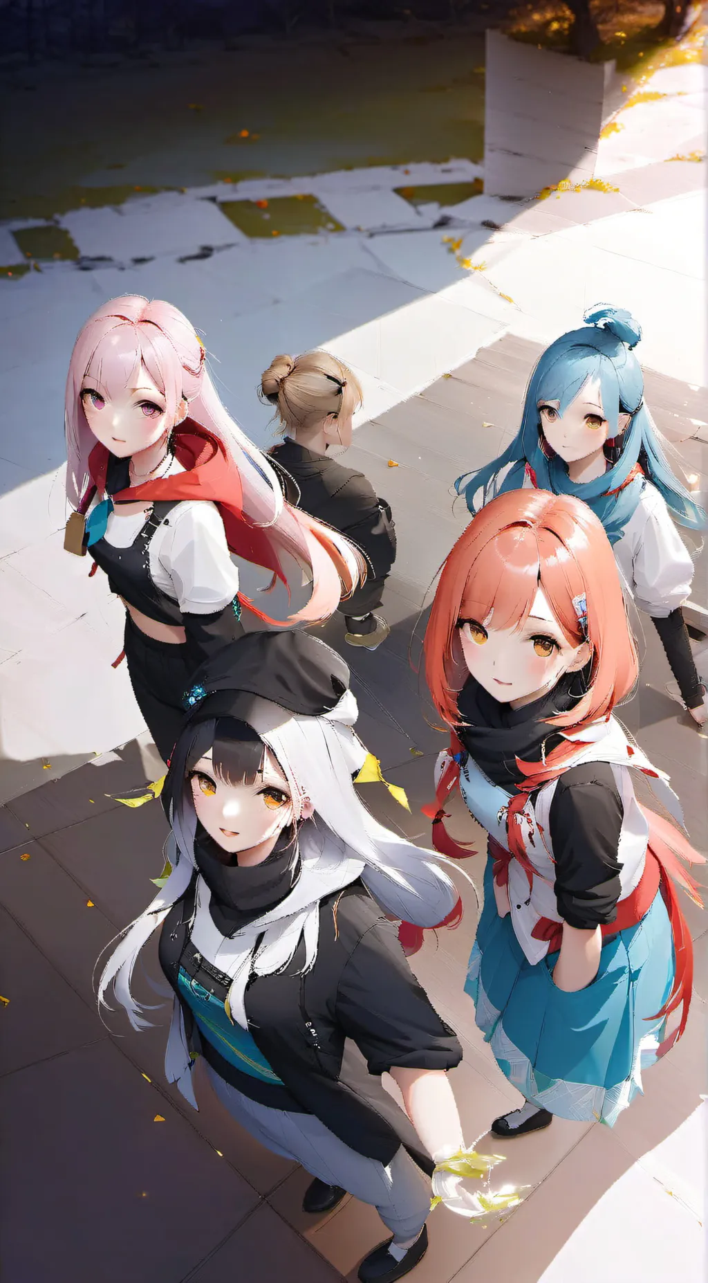 ai character: a girl group background