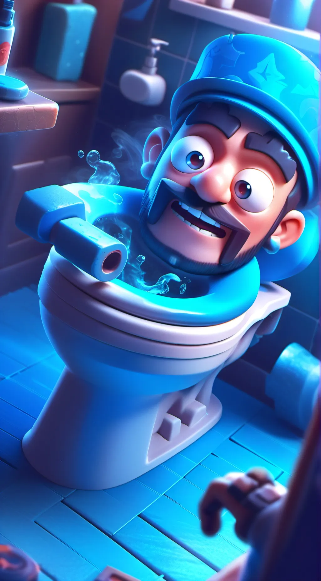 ai character: skibidi police  background