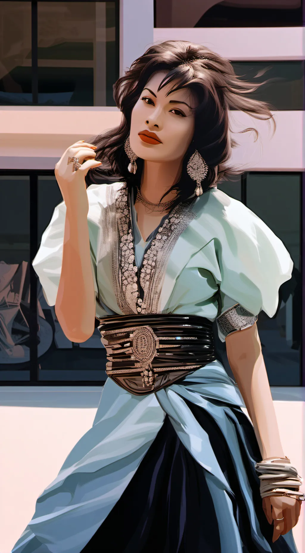 ai character: Selena quintallna background