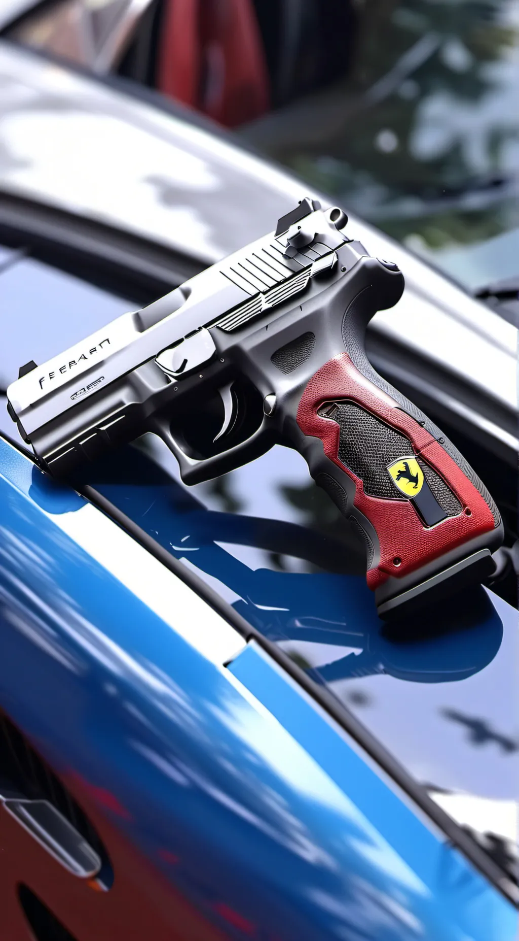 ai character: A gun from a song background