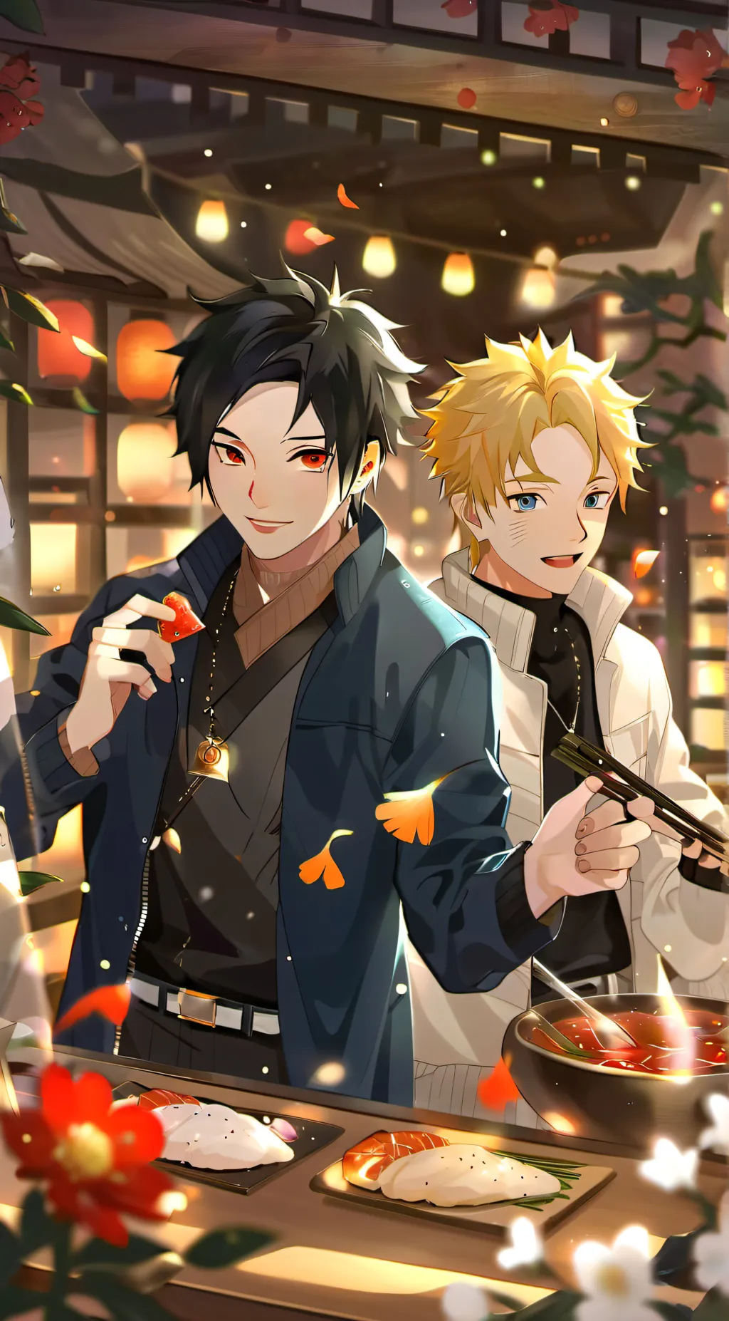 ai character:  Naruto and Sasuke background