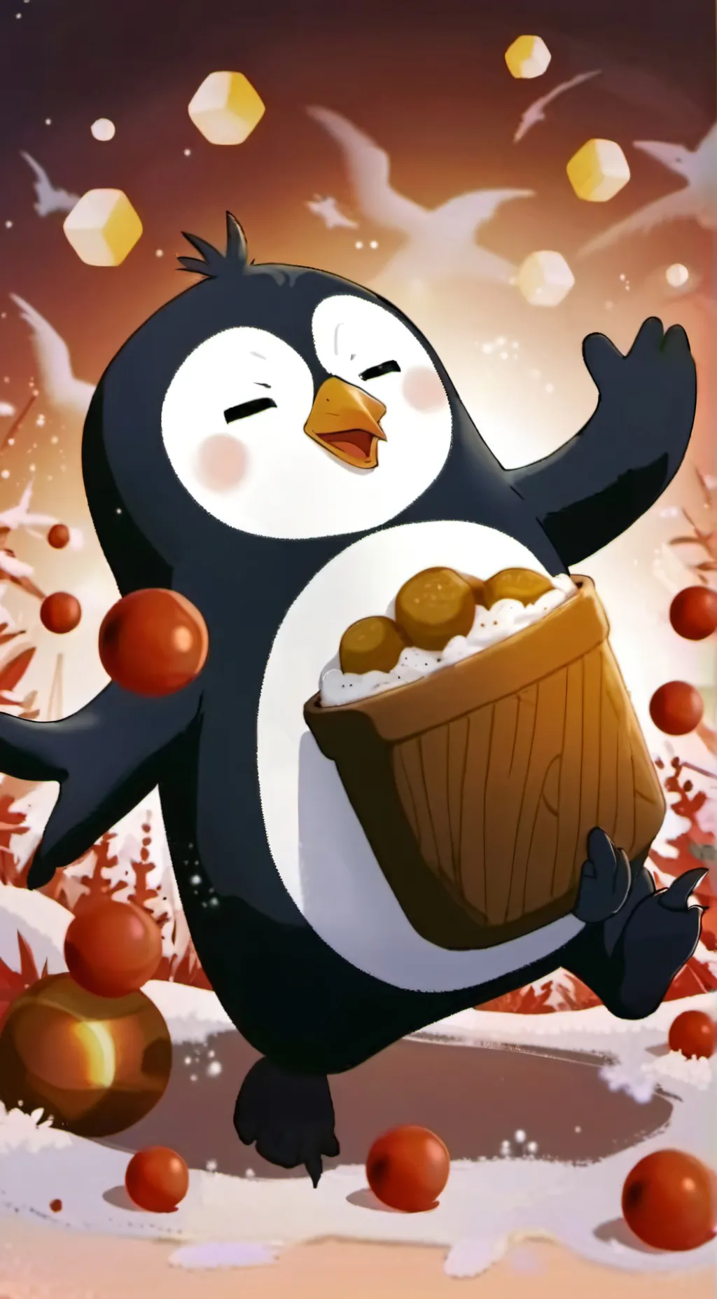 ai character: snowflake background