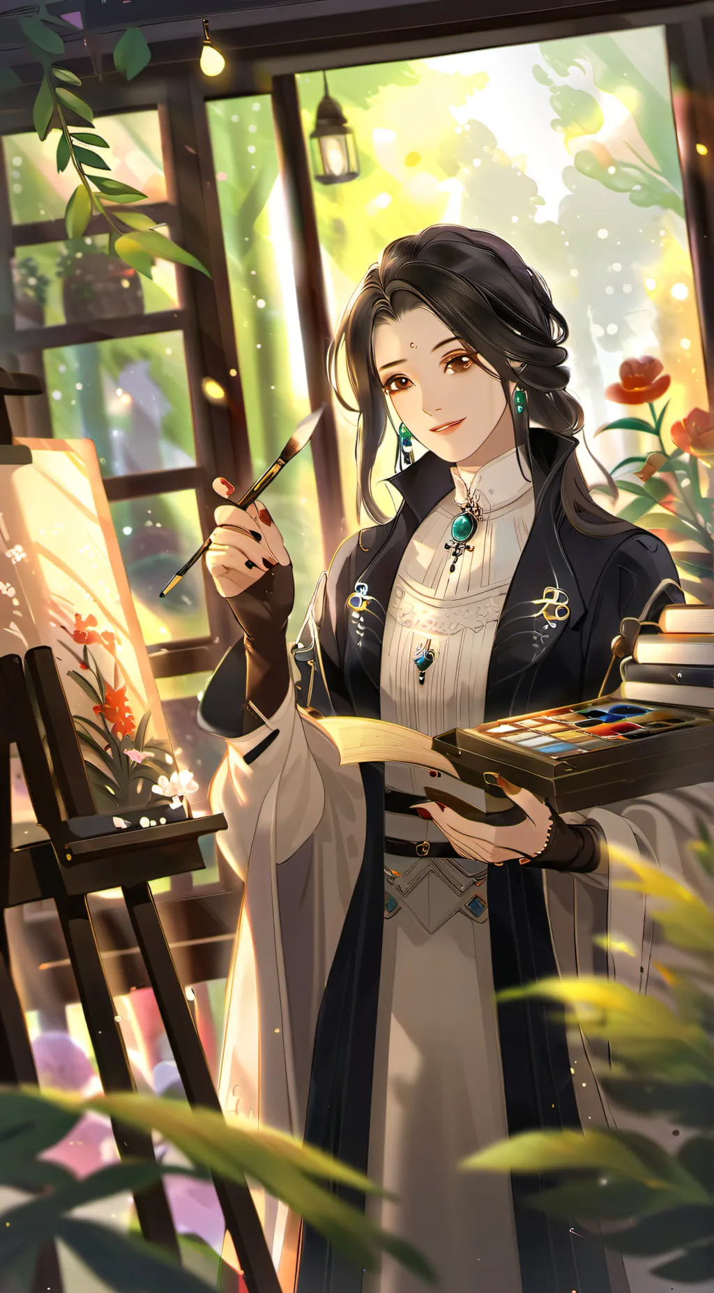 ai character:  Iris Bloom🎨🪷 background