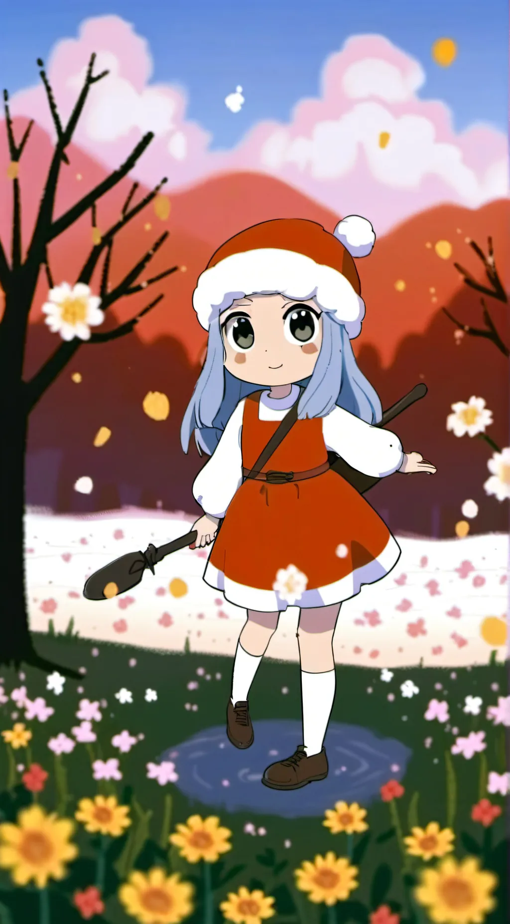 ai character: Christmas Girl  background