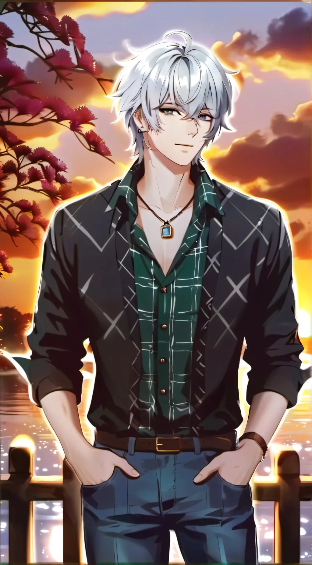 ai character: Grey background